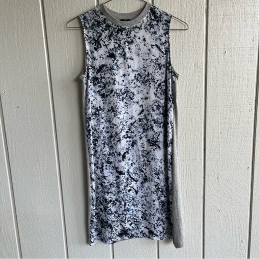 McQ by‎ Alexander McQueen Silk Tank Dress Blue Abstract Splatter Print Size S